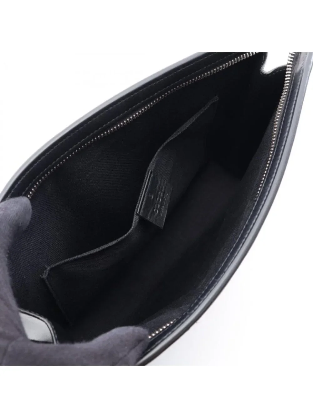 Gucci Clutch GG Supreme Webbing Line Black Gray Navy Canvas Leather Sherry